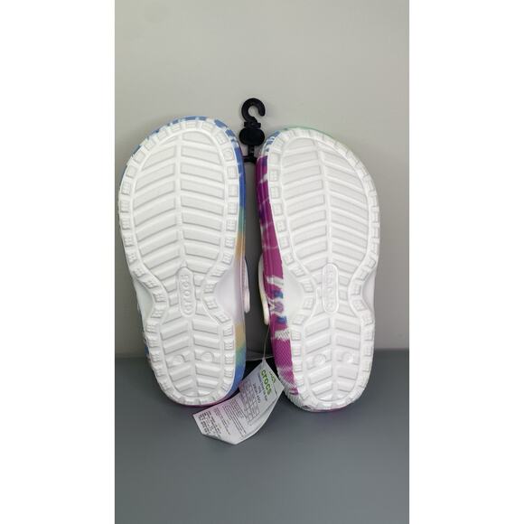 NWT Crocs Unisex US M5/W7 Classic Lined Tie Dye Clog Powder Blue/Multi 206341 - Picture 3 of 5